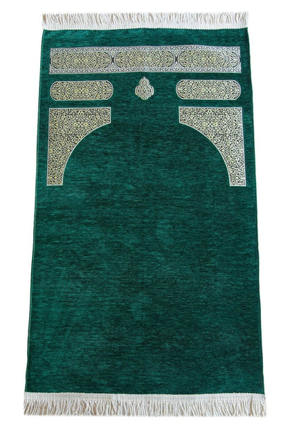 Kaaba Pattern Chenille Prayer Rug with Braided Tassels – Luxury Sajadah - ihvan
