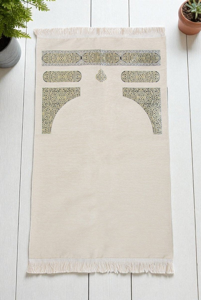 Kaaba Pattern Chenille Prayer Rug with Braided Tassels – Luxury Sajadah - ihvan
