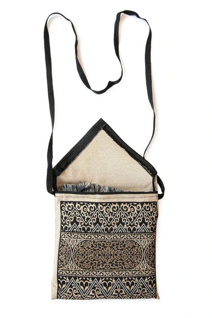 Kaaba Patterned Chenille Prayer Mat Set with Carry Bag - ihvan