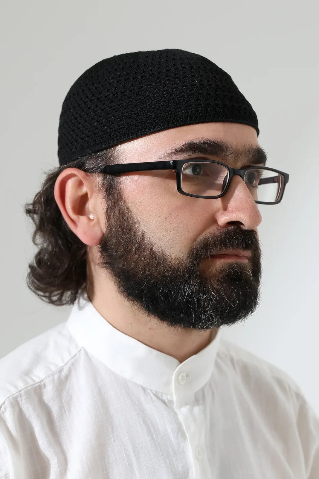 Amber Knitted Kufi Prayer Cap – Patterned Muslim Cap