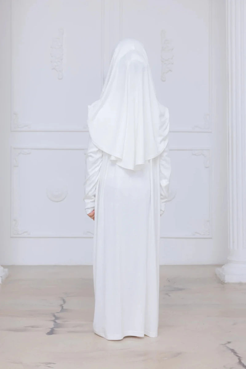 Kids One-Piece Prayer Dress with Attached Hijab – Easy Slip-On Salah Outfit - ihvan