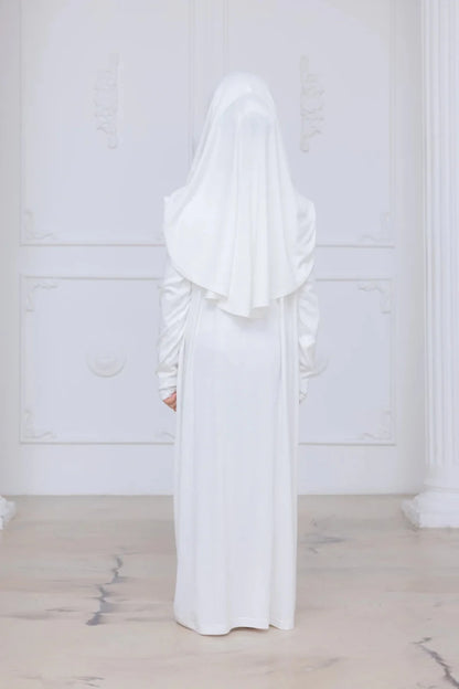 Kids One-Piece Prayer Dress with Attached Hijab – Easy Slip-On Salah Outfit - ihvan