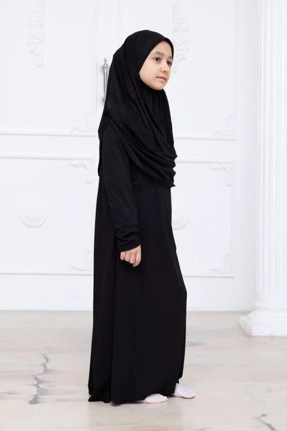 Kids One-Piece Prayer Dress with Attached Hijab – Easy Slip-On Salah Outfit - ihvan