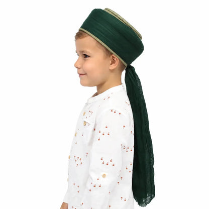 Kids Pre-Wrapped Islamic Turban Cap – 4 Metre Amama with Ventilated Kufi - ihvan
