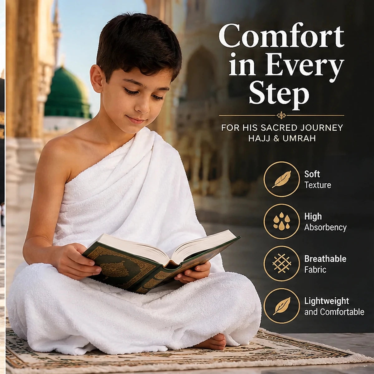 Kids Two-Piece Cotton Ihram Set for Hajj & Umrah - ihvan