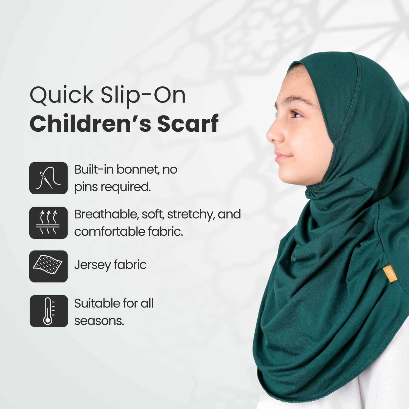 Easy to Wear Instant Hijab for Girls | Soft Viscose One-Piece Kids Headscarf for School, Prayer