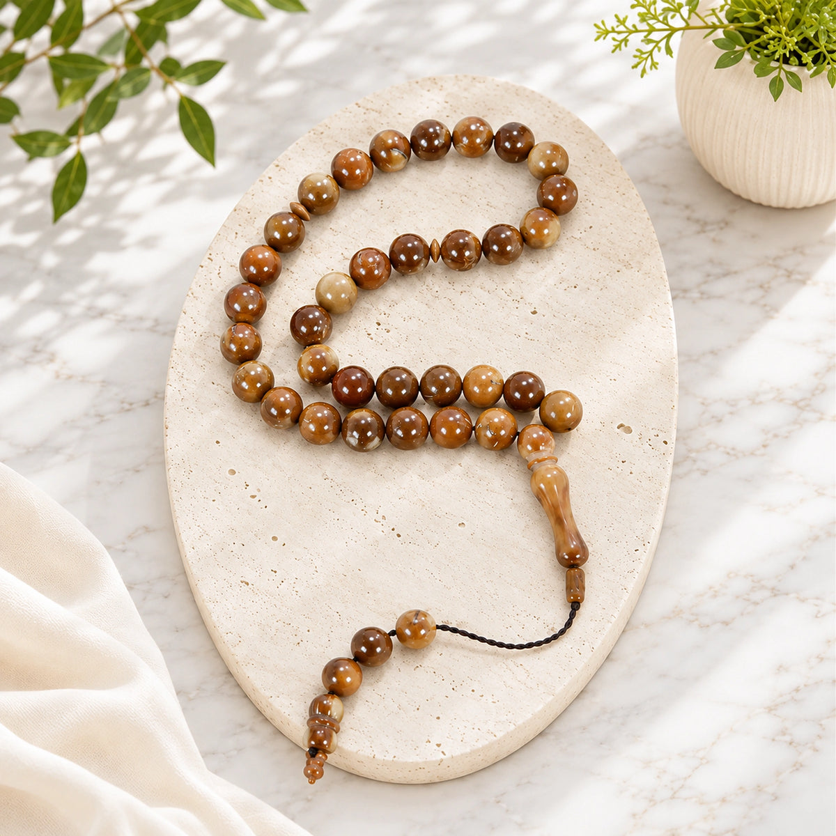 33-Bead Kuka Tasbih – 10 mm Natural Kuka Prayer Beads