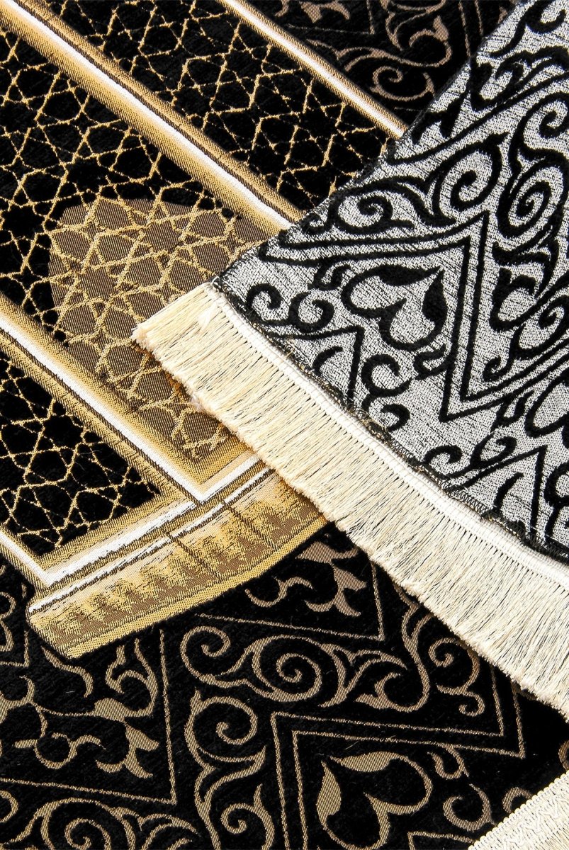 Luxury Chenille Prayer Rug Set with Velvet Yasin, Miswak, Tasbeeh, and Kabe Perfume – Groom’s Dowry Set - ihvan