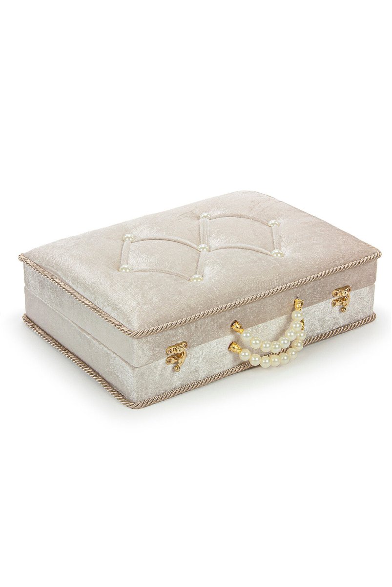 Luxury Cream Bride Quran Gift Set | Velvet Box & & Holy Quran & Prayer Rug - ihvan