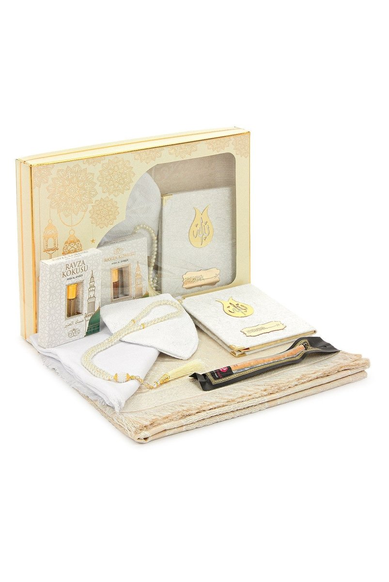 Luxury Dowry Islamic Gift Set – Velvet Yasin Book, Prayer Rug, Tasbeeh & Groom Bride Essentials - ihvan