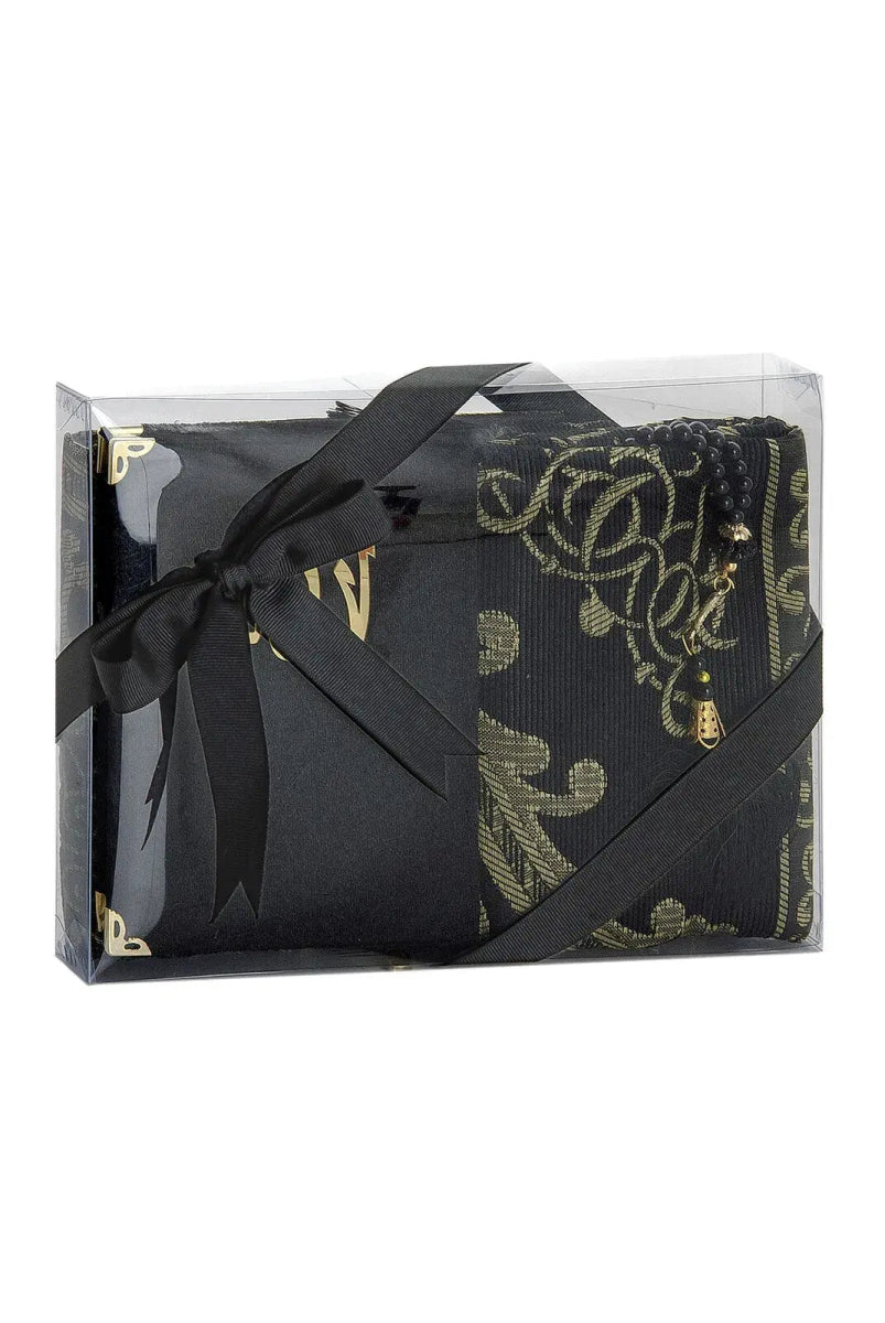 Luxury Dowry Prayer Set – Tafta Prayer Rug, Velvet Yasin Book & Tasbeeh in Gift Box - ihvan