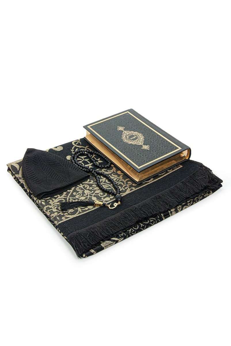 Luxury Dowry Quran Set – Termo Leather Quran, Prayer Rug, Tasbeeh, and Takkes in Gift Box - ihvan