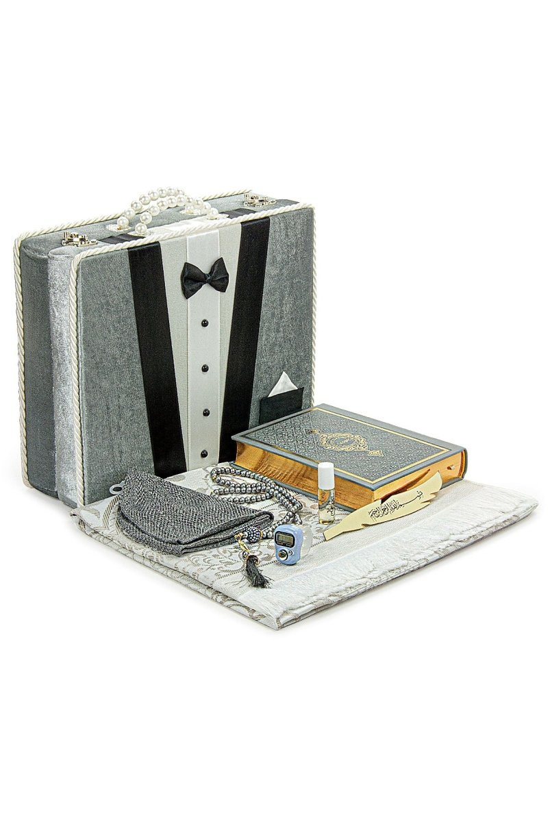 Luxury Dowry Quran Set with Prayer Rug, Digital Zikr Counter, and Tasbeeh – Groom’s Set - ihvan