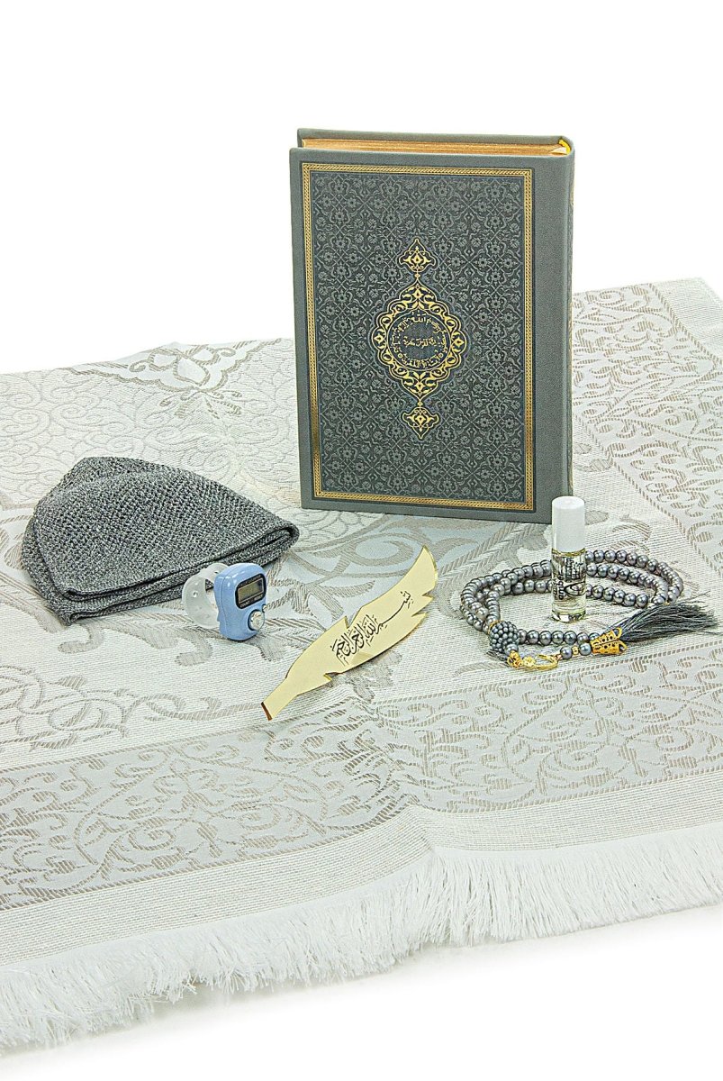 Luxury Dowry Quran Set with Prayer Rug, Digital Zikr Counter, and Tasbeeh – Groom’s Set - ihvan