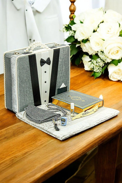 Luxury Dowry Quran Set with Prayer Rug, Digital Zikr Counter, and Tasbeeh – Groom’s Set - ihvan
