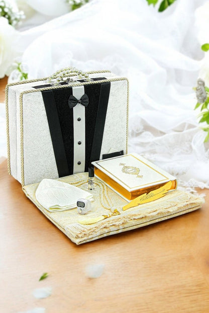 Luxury Dowry Quran Set with Prayer Rug, Digital Zikr Counter, and Tasbeeh – Groom’s Set - ihvan