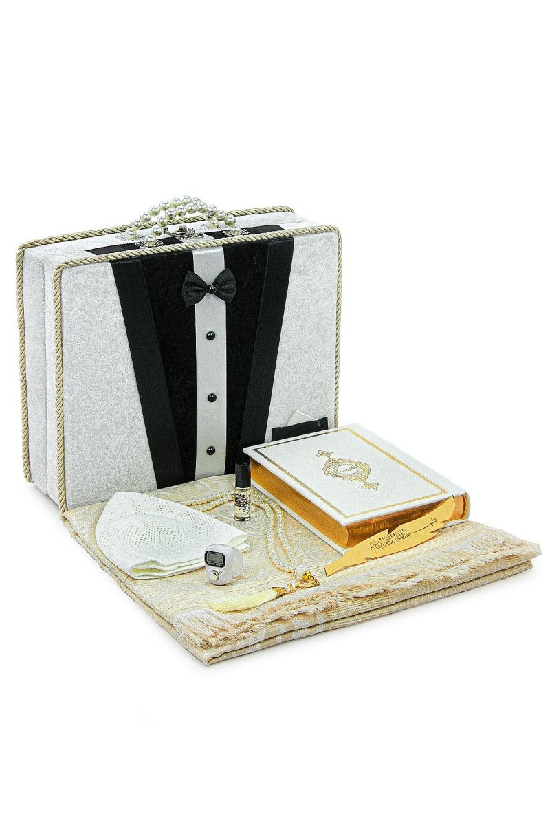 Luxury Dowry Quran Set with Prayer Rug, Digital Zikr Counter, and Tasbeeh – Groom’s Set - ihvan
