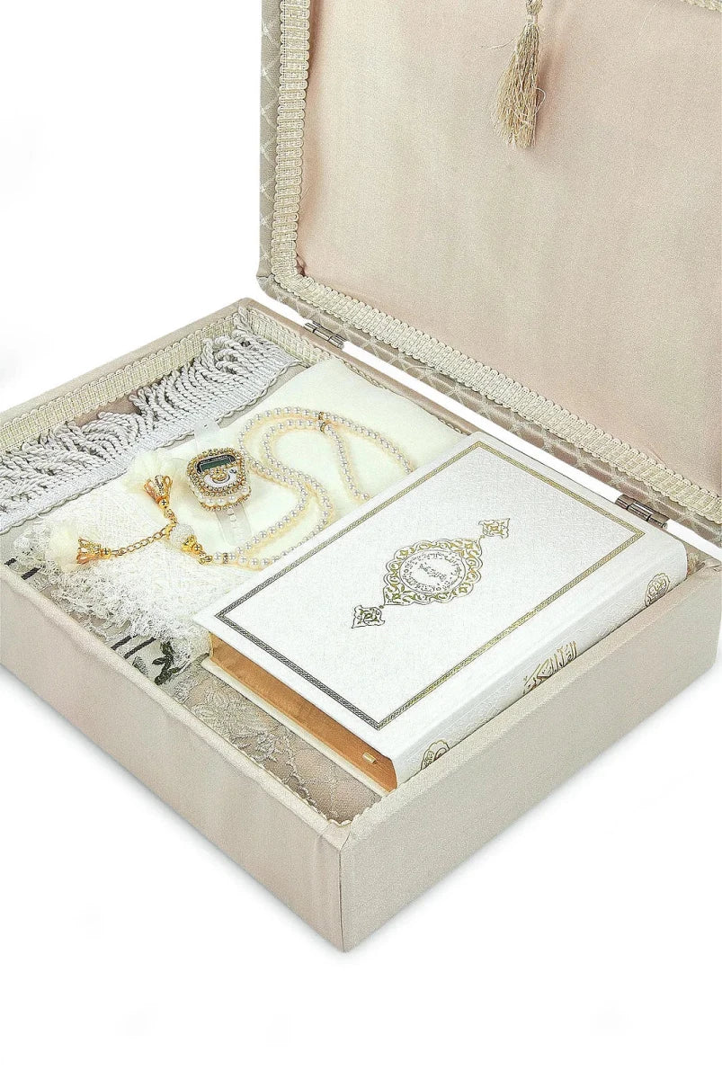 Luxury Islamic Wedding Gift Set with Quran, Prayer Mat, Tasbih, Dhikr Counter & Shawl - ihvan