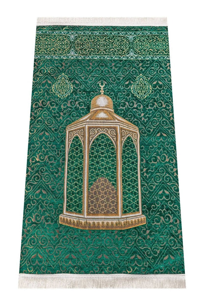 Maqam Ibrahim Model Ultra Luxury Chenille Prayer Rug - ihvan