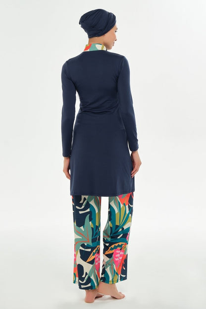 Maresiva Hana Long - Sleeved Fully Covered Hijab Swimsuit 2114 - 25 Dark Navy - ihvan
