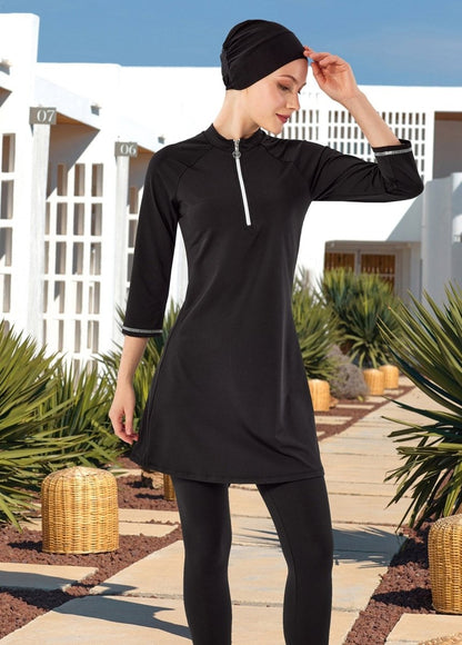 Maresiva Julya Short - Sleeved Swimsuit for Pool Use, Model 2600 - 25, Black - ihvan