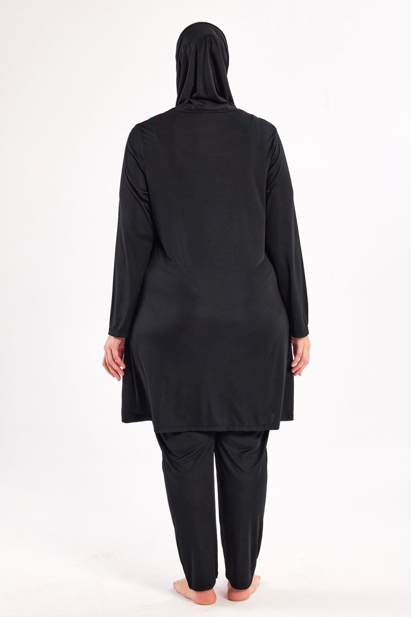 Maresiva Milan Long Sleeve Plus Size Full Coverage Hijab Swimsuit 3802 - 25 Black - ihvan
