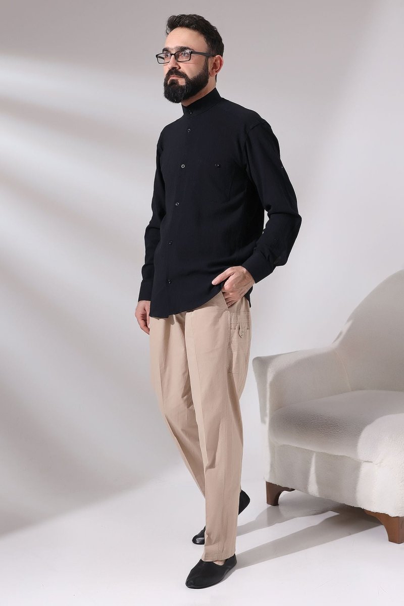 Men's Beige Çınar Beach Side Pocket Relaxed Fit Elastic Waist Cargo Pants - ihvan