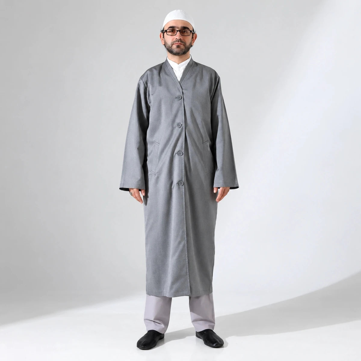 Men’s Bukhara Collar Jubbah – Half-Lined Buttoned Islamic Robe - ihvan