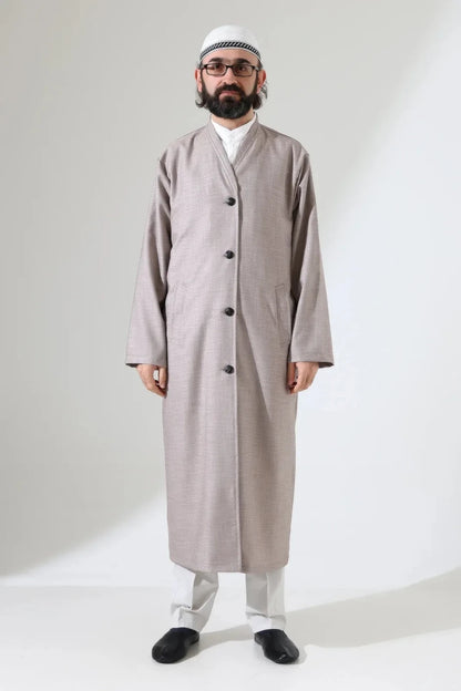 Men’s Bukhara Collar Jubbah – Half-Lined Buttoned Islamic Robe - ihvan