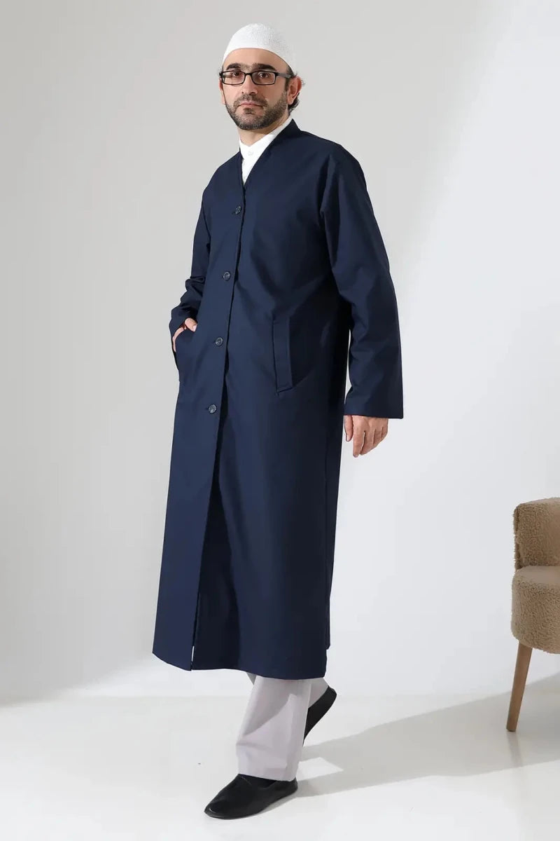 Men’s Bukhara Collar Jubbah – Half-Lined Buttoned Islamic Robe - ihvan