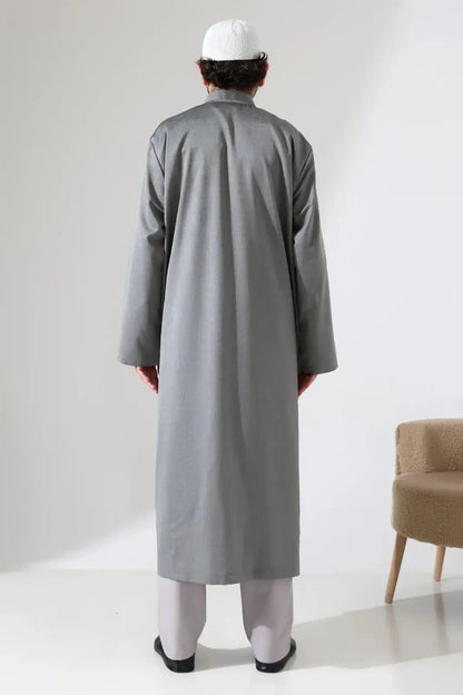 Men’s Bukhara Collar Jubbah – Half-Lined Buttoned Islamic Robe - ihvan