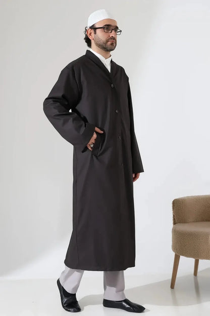 Men’s Bukhara Collar Jubbah – Half-Lined Buttoned Islamic Robe - ihvan