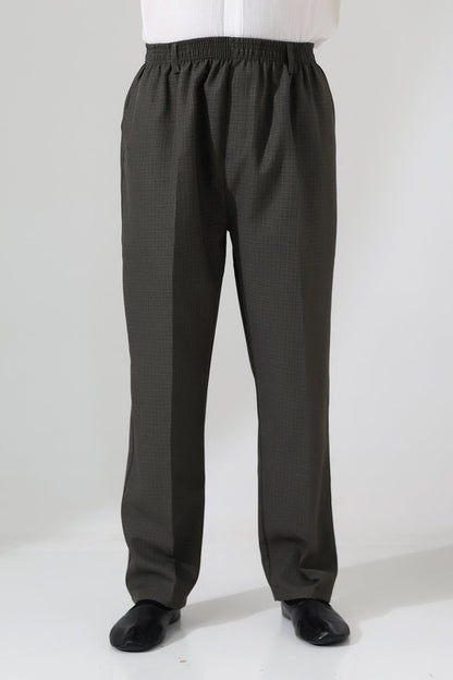 Men's Graf Plaid Fabric Harem Pants, Elastic Waistband with Pockets - Toprak (ISR) - ihvan