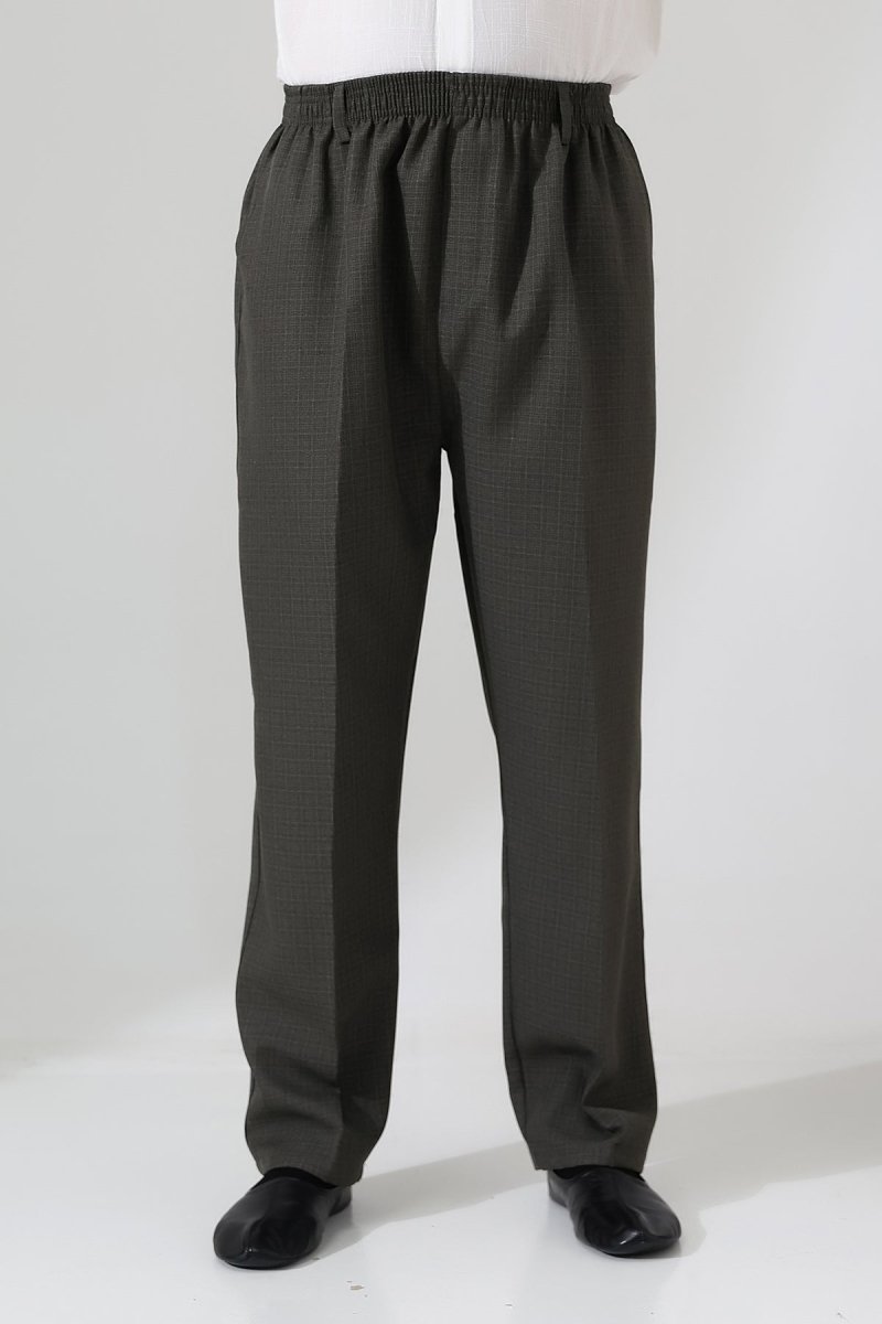 Men's Graf Plaid Fabric Harem Pants, Elastic Waistband with Pockets - Toprak (ISR) - ihvan