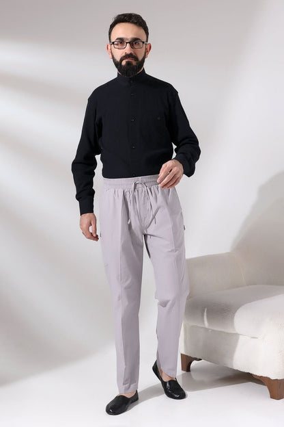 Men's Grey Çınar Beach Side Pocket Relaxed Fit Elastic Waist Cargo Pants - ihvan