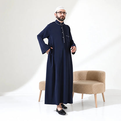 Men’s Hajj & Umrah Thobe – Long Dubai Crepe Jubbah with Mandarin Collar - ihvan