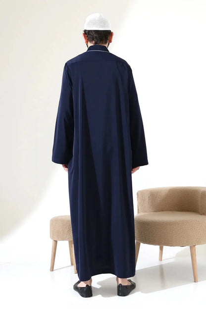 Men’s Hajj & Umrah Thobe – Long Dubai Crepe Jubbah with Mandarin Collar - ihvan