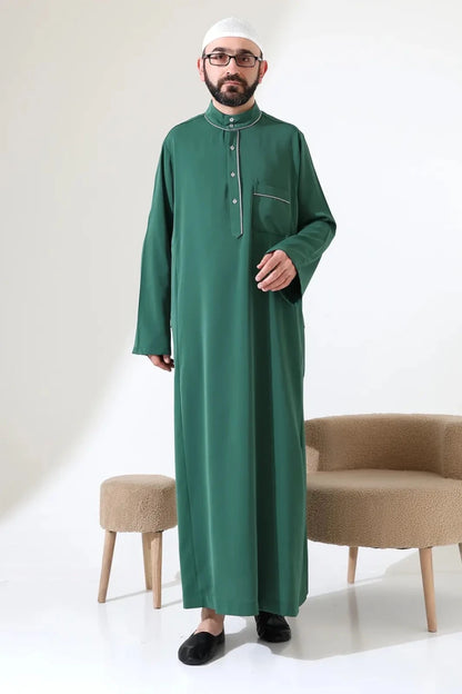 Men’s Hajj & Umrah Thobe – Long Dubai Crepe Jubbah with Mandarin Collar - ihvan