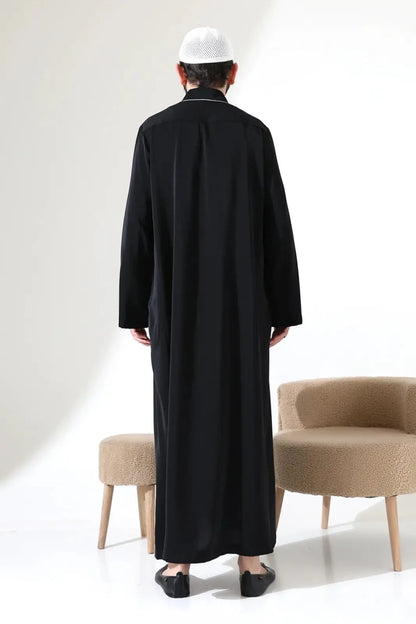 Men’s Hajj & Umrah Thobe – Long Dubai Crepe Jubbah with Mandarin Collar - ihvan