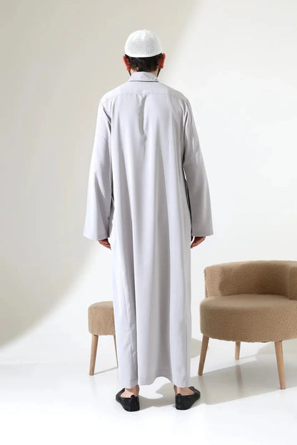 Men’s Hajj & Umrah Thobe – Long Dubai Crepe Jubbah with Mandarin Collar - ihvan