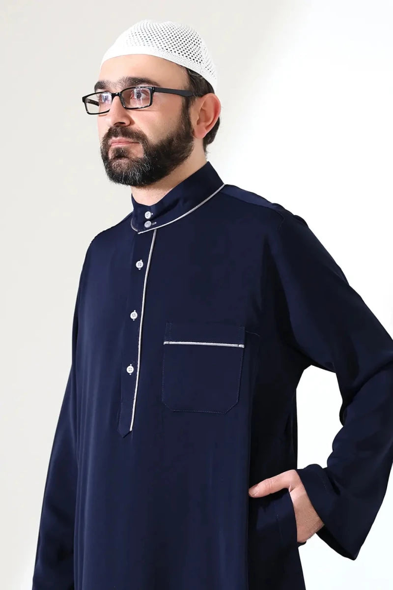 Men’s Hajj & Umrah Thobe – Long Dubai Crepe Jubbah with Mandarin Collar - ihvan