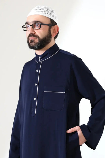 Men’s Hajj & Umrah Thobe – Long Dubai Crepe Jubbah with Mandarin Collar - ihvan