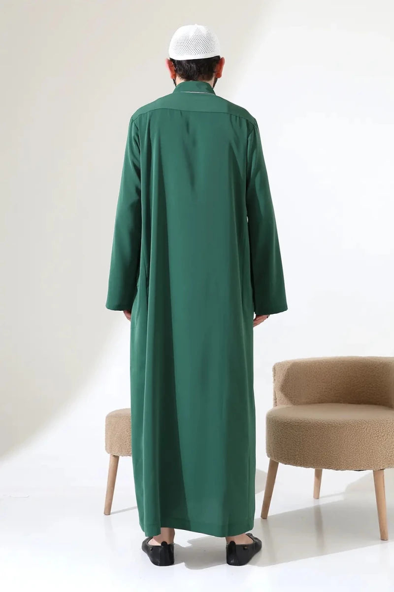 Men’s Hajj & Umrah Thobe – Long Dubai Crepe Jubbah with Mandarin Collar - ihvan