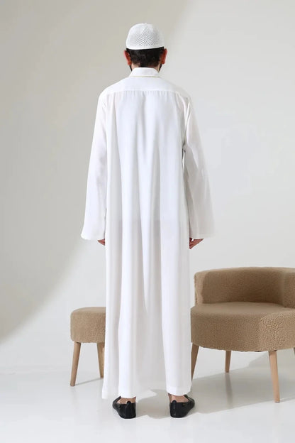 Men’s Hajj & Umrah Thobe – Long Dubai Crepe Jubbah with Mandarin Collar - ihvan