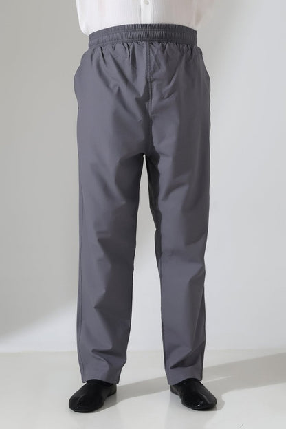 Men's Linen Harem Pants with Elastic Waistband and Pockets for Hajj and Umrah - Anthracite (VŞN) - ihvan