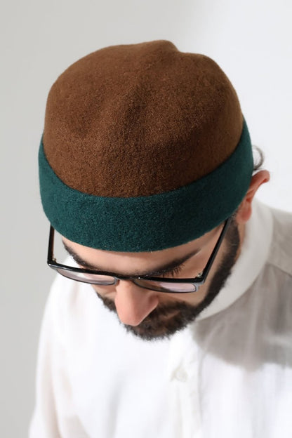 Men’s Muslim Kufi Hat – Two - Tone Felt Wool Dervish Cap - ihvan