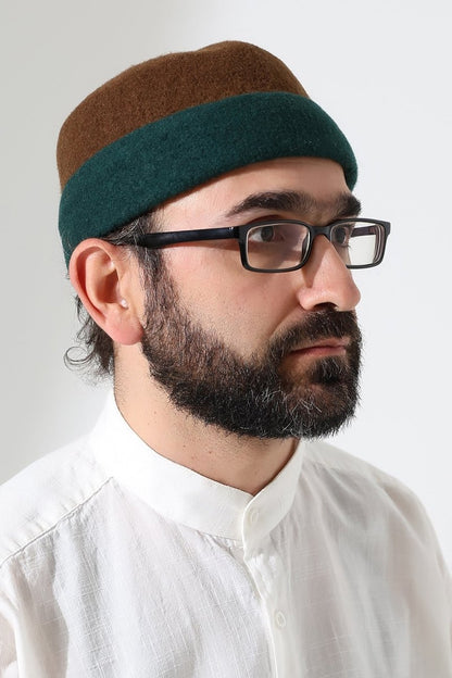 Men’s Muslim Kufi Hat – Two - Tone Felt Wool Dervish Cap - ihvan