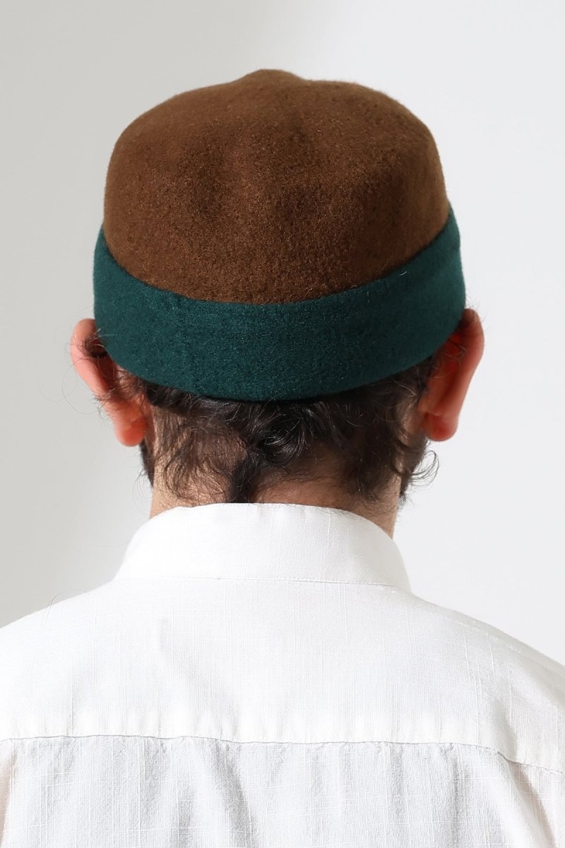 Men’s Muslim Kufi Hat – Two - Tone Felt Wool Dervish Cap - ihvan
