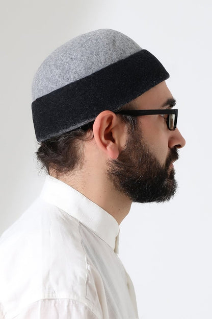 Men’s Muslim Kufi Hat – Two - Tone Felt Wool Dervish Cap - ihvan