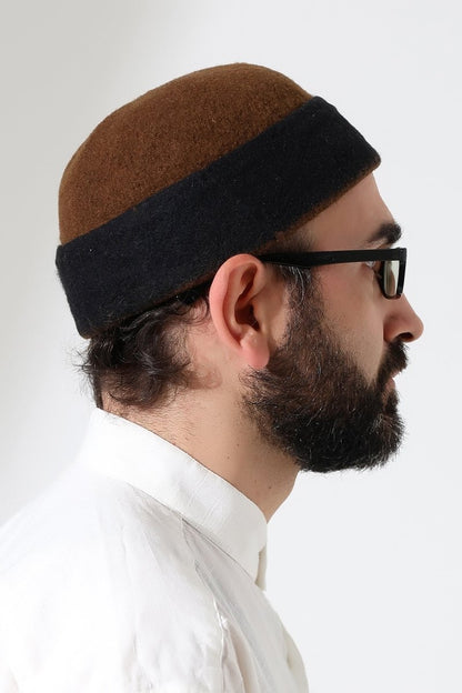 Men’s Muslim Kufi Hat – Two - Tone Felt Wool Dervish Cap - ihvan